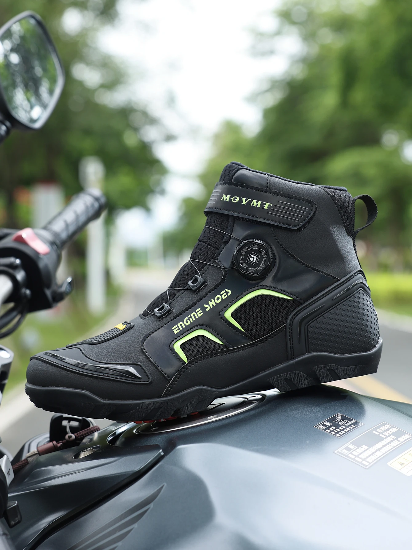 Motorrad-Reitschuhe, atmungsaktive Lederstiefel für Herren, lässig, bequem, Slip-On-Stiefeletten für urbanes Radfahren – Detail 2