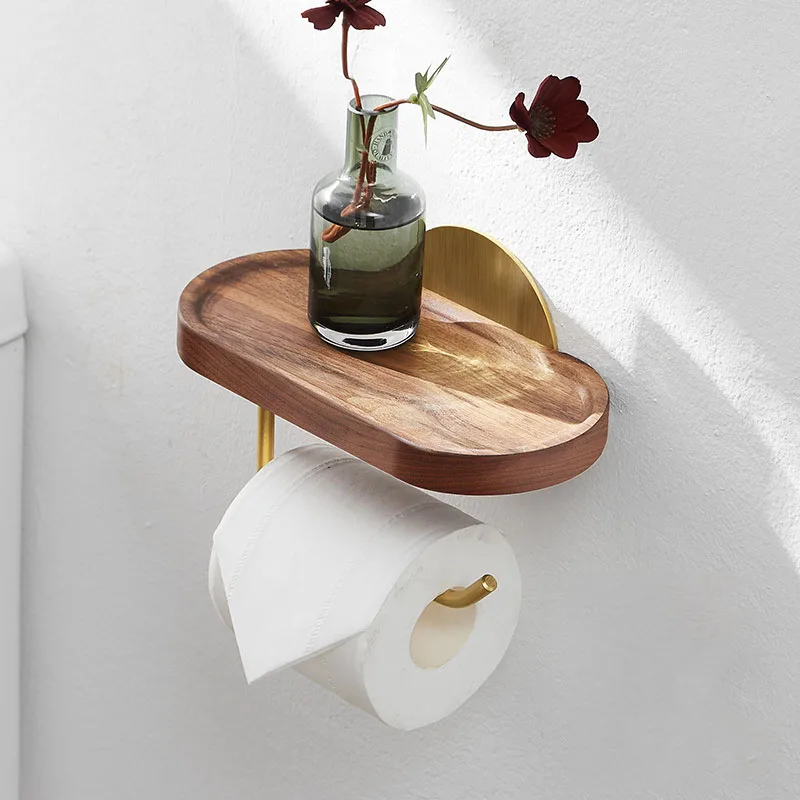 Walnut Bathroom Paper Towel Holder Wall Mounted Mobile Phone Rack Paper Plane Tissue Holder Rack Toilet Tissue Boxes