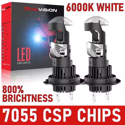 Turbo Fan H7 Bi LED Car Lights Mini Projector Lens H8 H9 H11 9005 9006 HB3 HB4 7055 CSP CHIPS 6000K 12V High Low Beam Spotlight