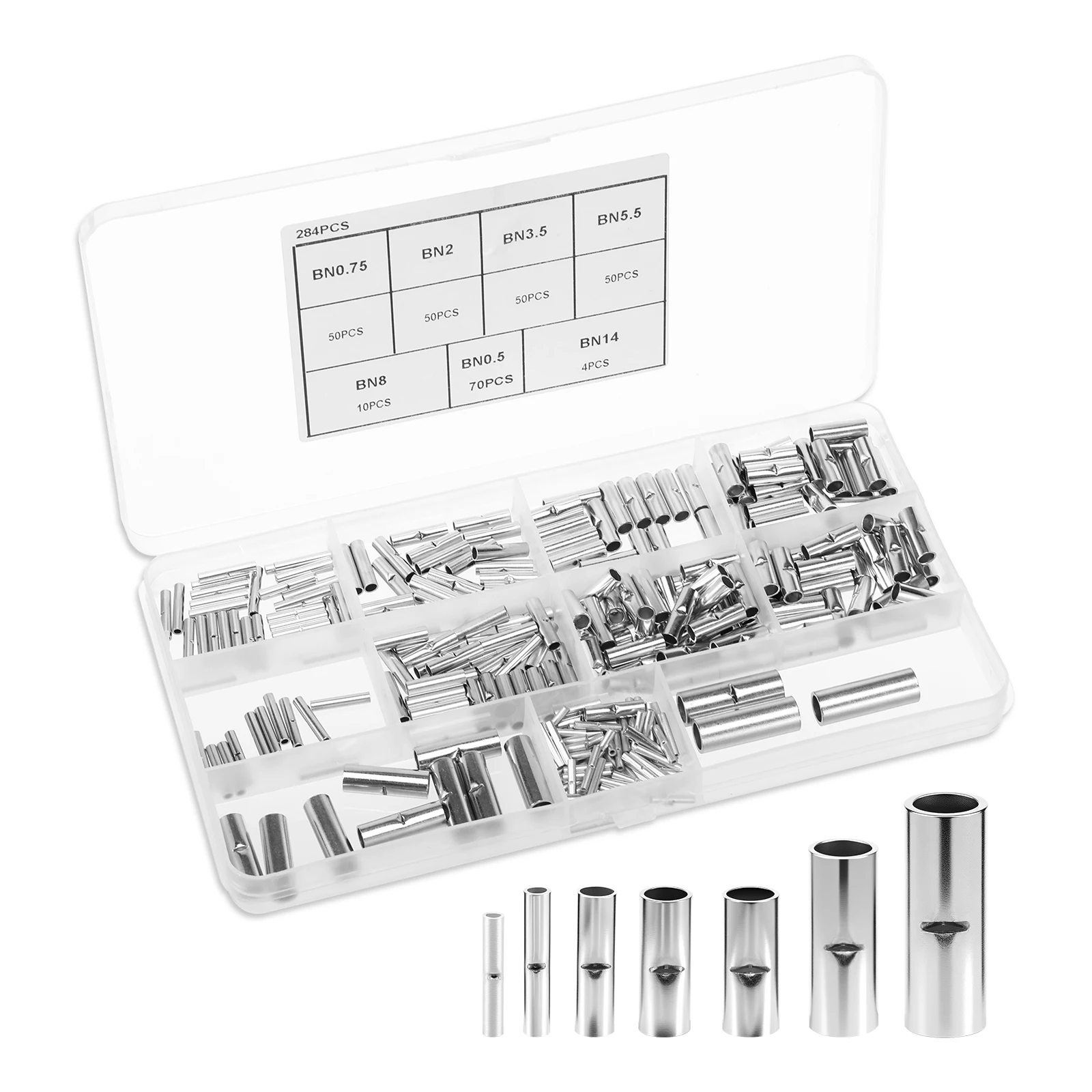 

284Pcs Butt Connectors Non-Insulated Crimp Connectors for Cable Connectors, DIY Electrical Splicing, Cable, Crimp Connection