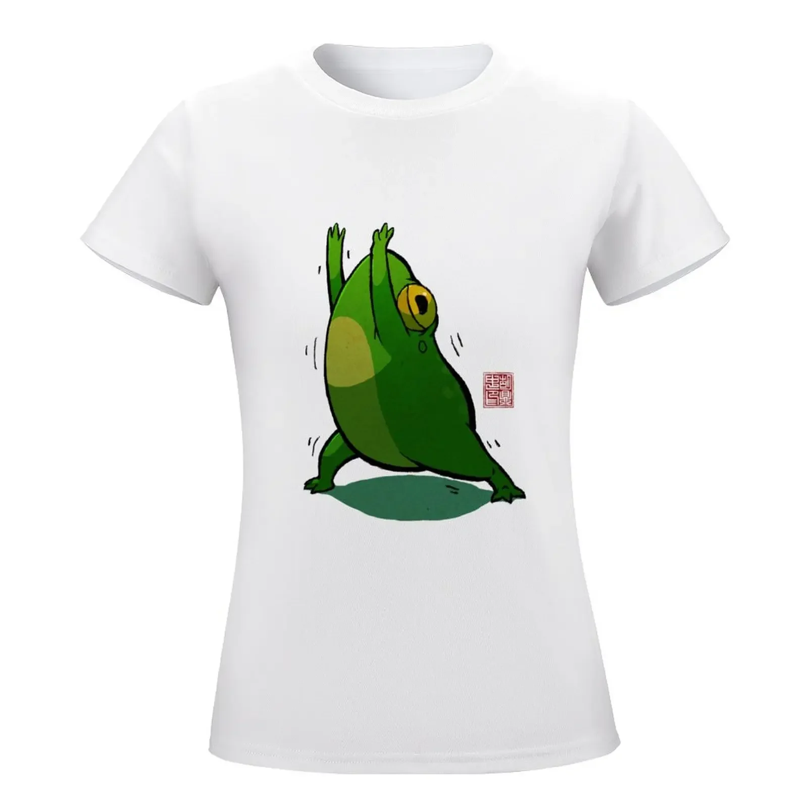 Yoga Frog Warrior Pose T-shirt słodkie ubrania słodkie topy plus size topy letnie ubrania dla kobiet