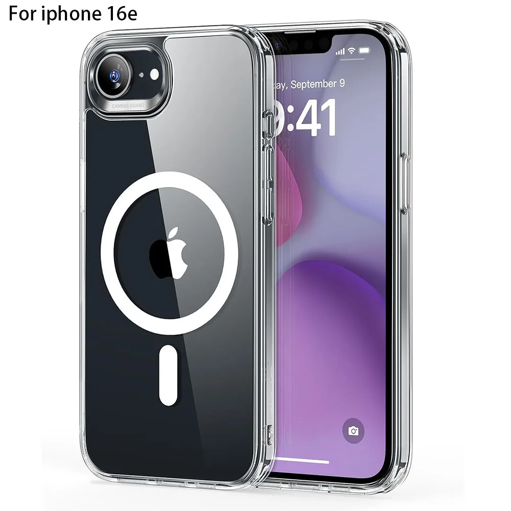 Für iPhone 16e Hülle Apple iPhone 16e Magsafe Magnetische kabellose Ladehülle für iPhone 16E Klare, stoßfeste Rückseite