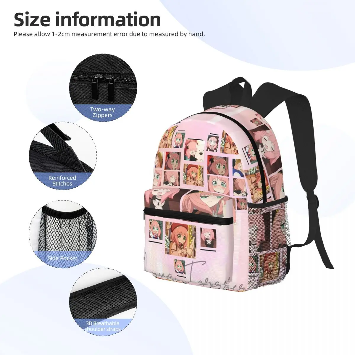 Anime Spy X Family Anya Forger Student Backpack School Bag Hiking Travel Daypack for Boys Girls Fashion Bookbag Shoulder Bags