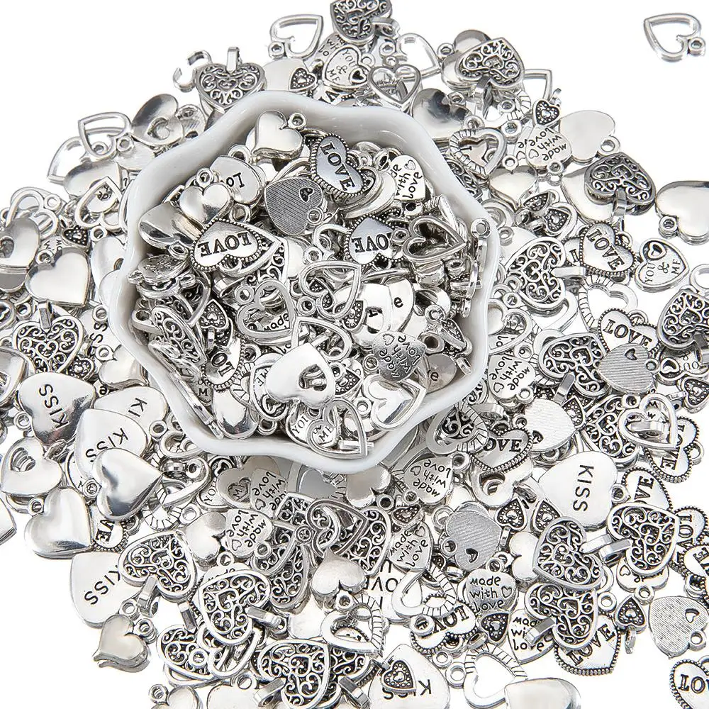 Подвески из цинкового сплава в виде сердца, 12 видов