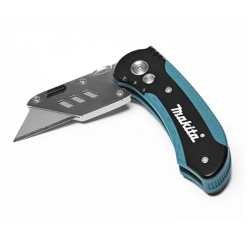 Imagem -04 - Makita Utilitário Faca Dobrável Cortador de Tubulação Faca de Bolso Cabo de Madeira Faca Cortador de Papel Lâmina Desembalagem Ferramentas Cortador E10908