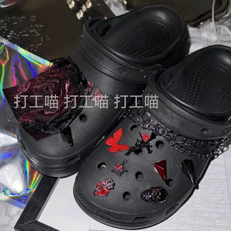 

Black and Red Gothic Style Series Ins Popular Footwear Decoration DIY Luxury Adornment for Clogs Sandals Kids Boys Girls Gifts