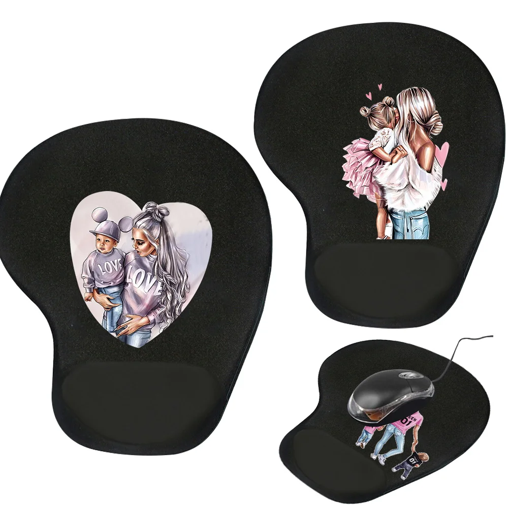 Black Color Mouse Pad Mat Soft Smooth Thin Non-Slip Print Mom Series Fast and Accurate Control Mousepad for Office Home