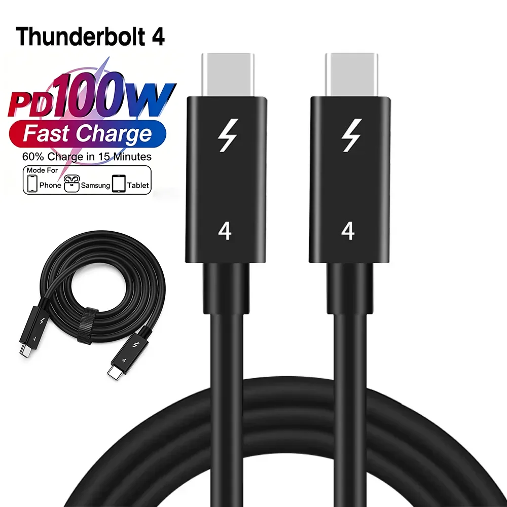 

Thunderbolt 100W Fast charging Cable 4 coaxial cable usb type c 40Gbps for MacBook, iPad, iPhone, Android phone accessories