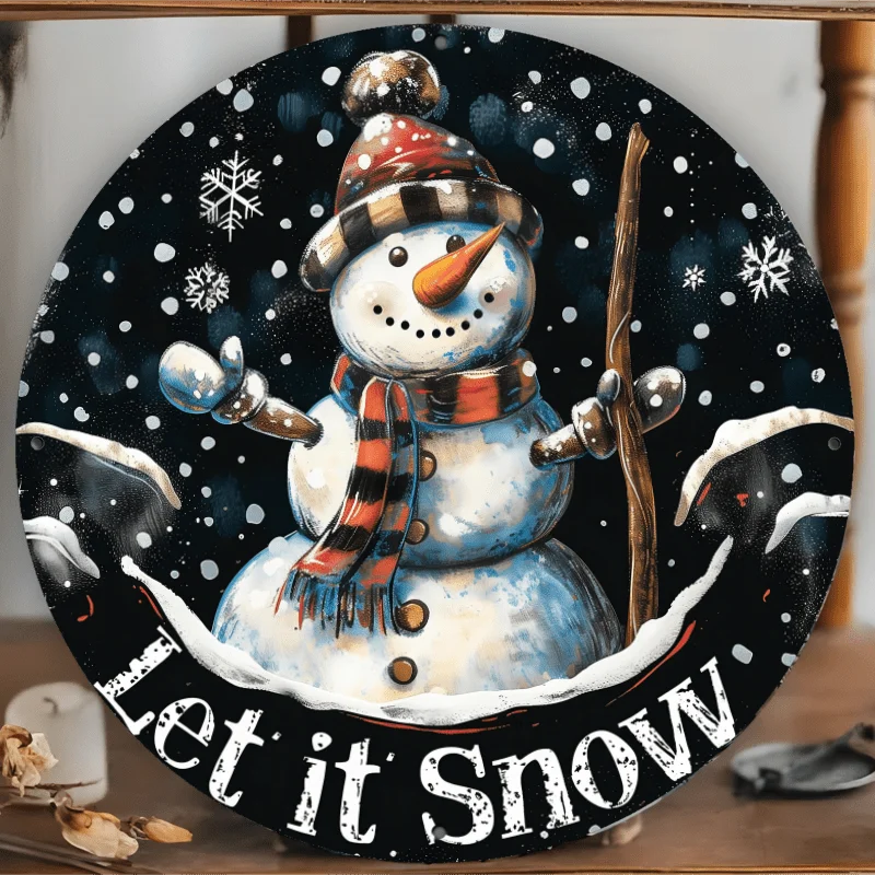 2D Snowman Metal Wall Art Sign , Rustic Iron Home, Bar, Club Decor, 