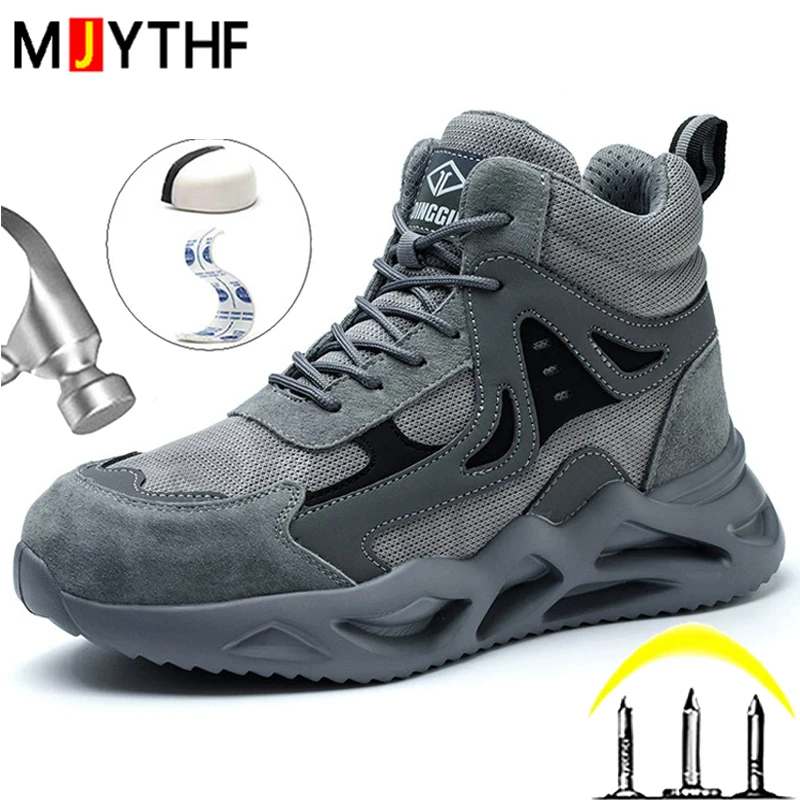 High-top Men Work Boots Composite Toe Safety Boots Puncture-Proof Protection Shoes Winter Boots Indestructible Shoes Anti-slip
