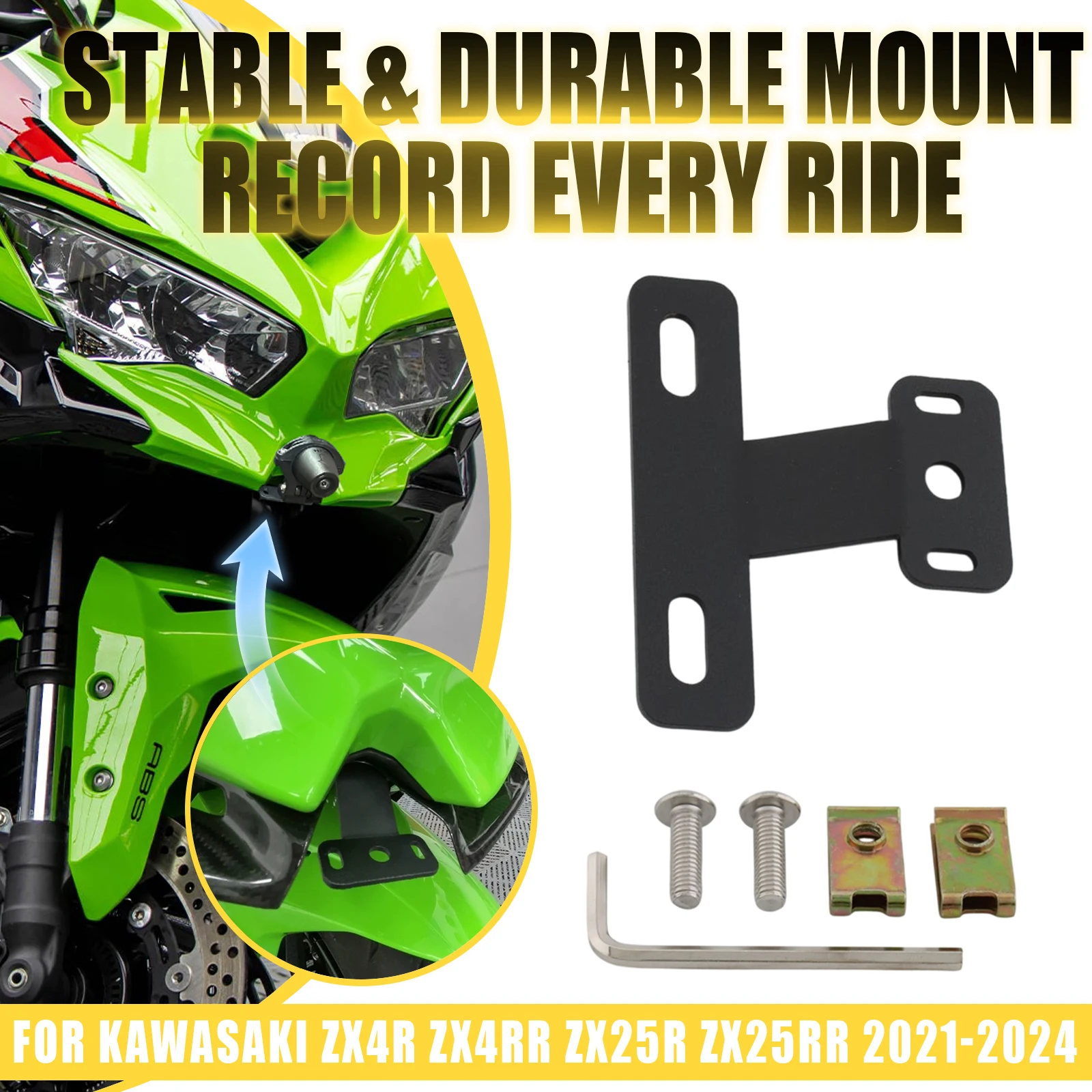 Motorcycle DVR Dash Camera Recorder Bracket Holder Action Camera Mount Support For Kawasaki Ninja ZX-4R 4RR ZX-25R 25RR