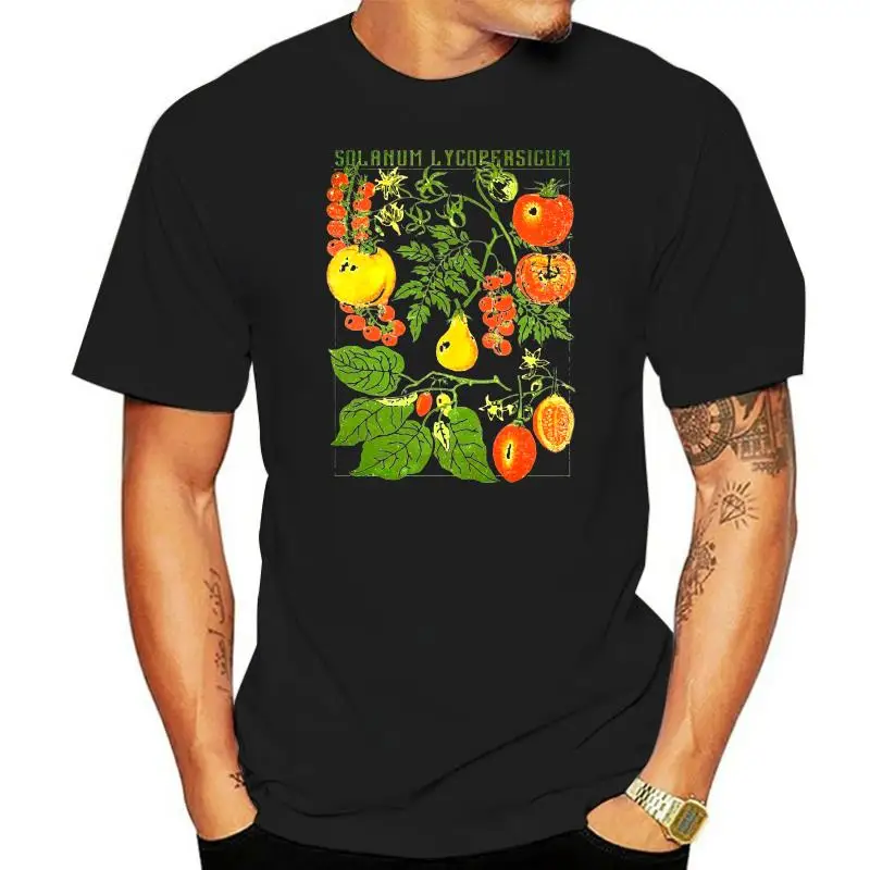 Short Sleeve Print Tomato T-Shirt Botanical Garden Plant O-Neck Art Botany Bloom Fruit Flower Grow T Shirt