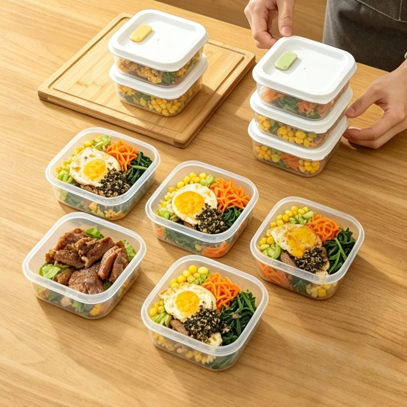 1PC Microwaveable Plastic Lunch Box Reusable Portion Container for Weight Loss Meal and Pre Made Food Kitchen Accessories