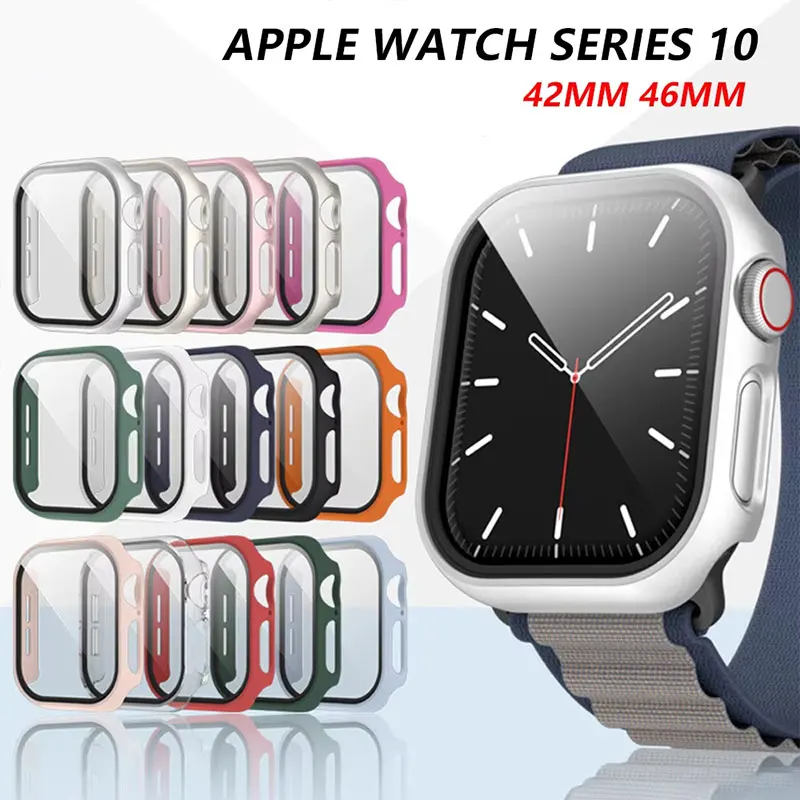 Tempered Glass+Cover For Apple Watch 10 42mm 46mm Matte Hard PC bumper Screen Protector Case iWatch series 10 42/46 Accessories