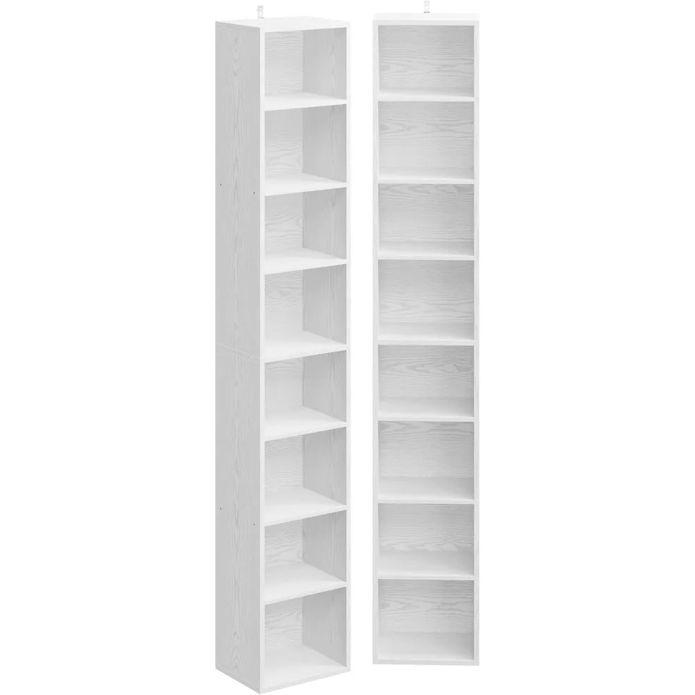 

Tall Narrow Bookshelf 8 Tiers 71in Set of 2, Compact Corner Bookcase, Easy to Match for Living Room, Office, Study, Bedroom