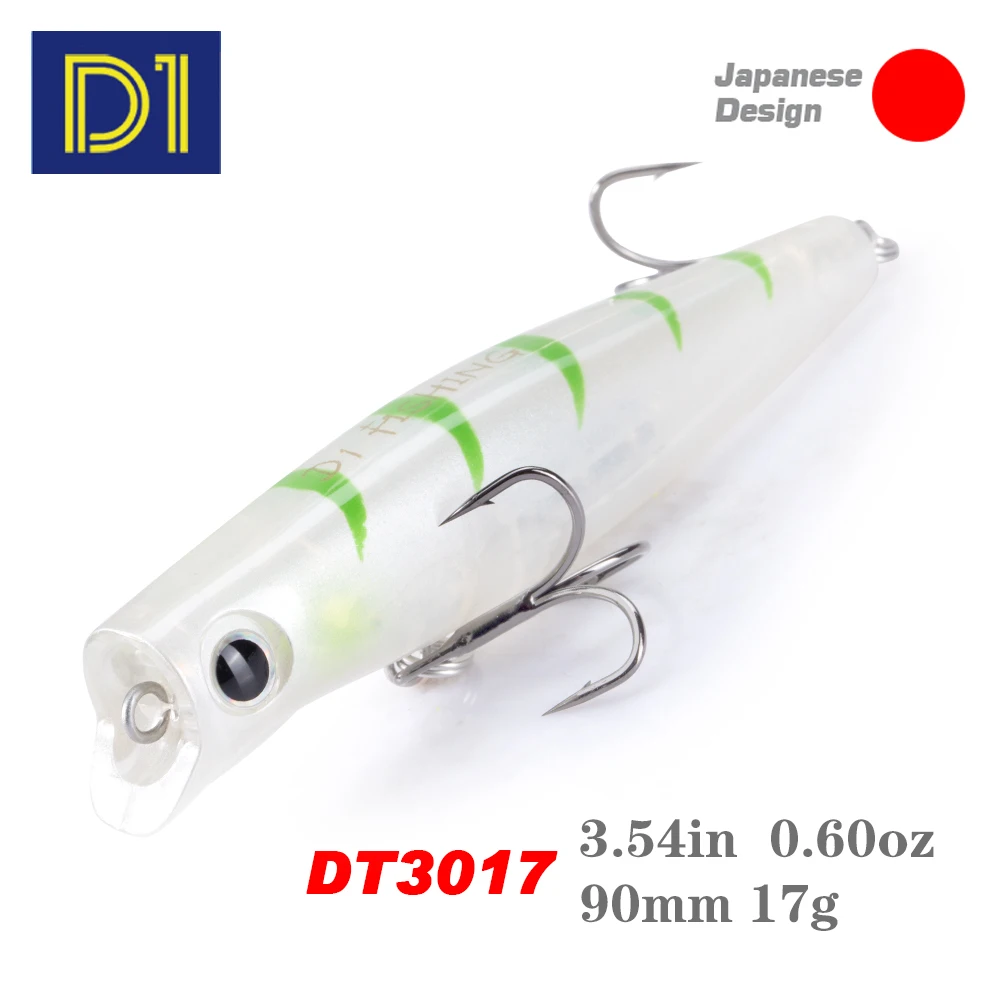 

D1 Fishing Lure Slow Sinking Popper 90mm 17g Artificial Saltwater Baits Minnow Wobblres for Bass Long Casting Fishing Tackle