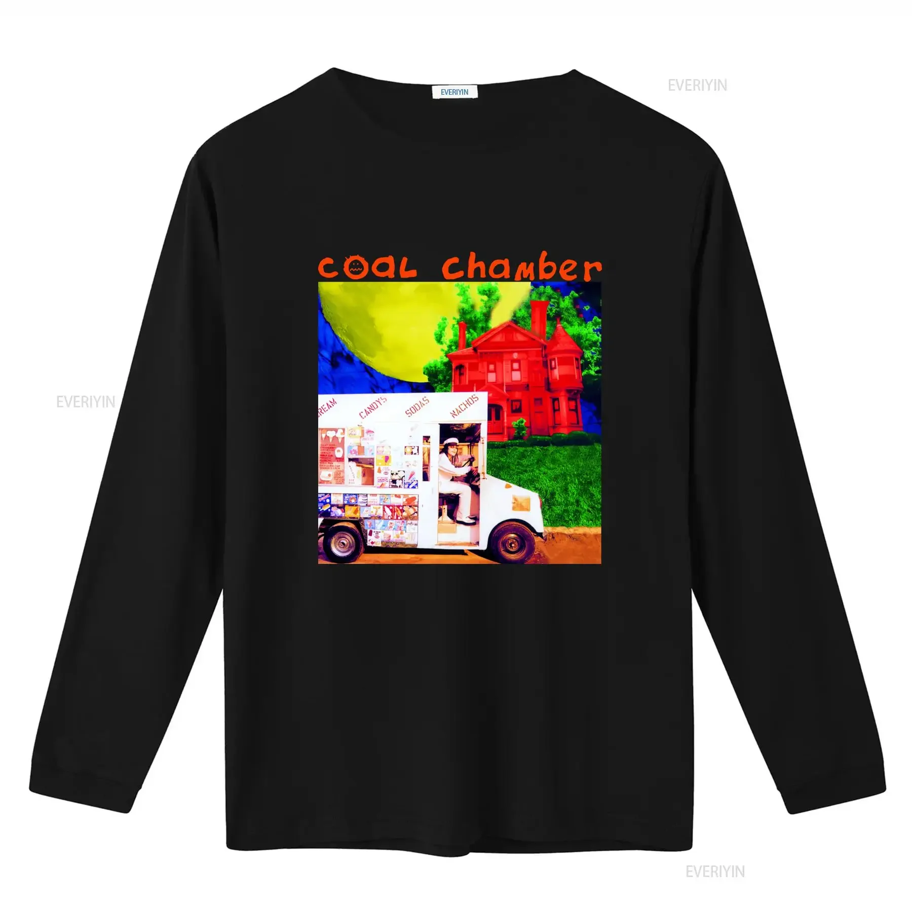 Coal Chamber Official Men's T Shirt Colorful Ice Cream Truck Red House Print vintage Washed Stretched Soft Comfortable