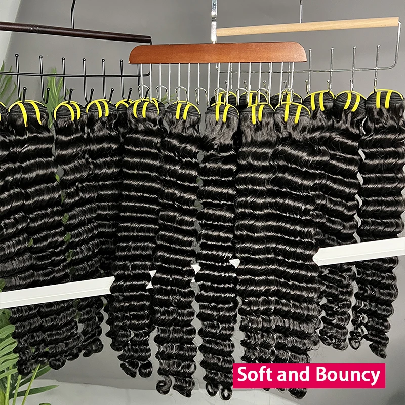 GDYLuxury 100% Human Hair Bundles Unprocessed Vietnamese Raw Virgin Hair Extensions Deep Wave Natural Color 1/3/4PCS Tissage