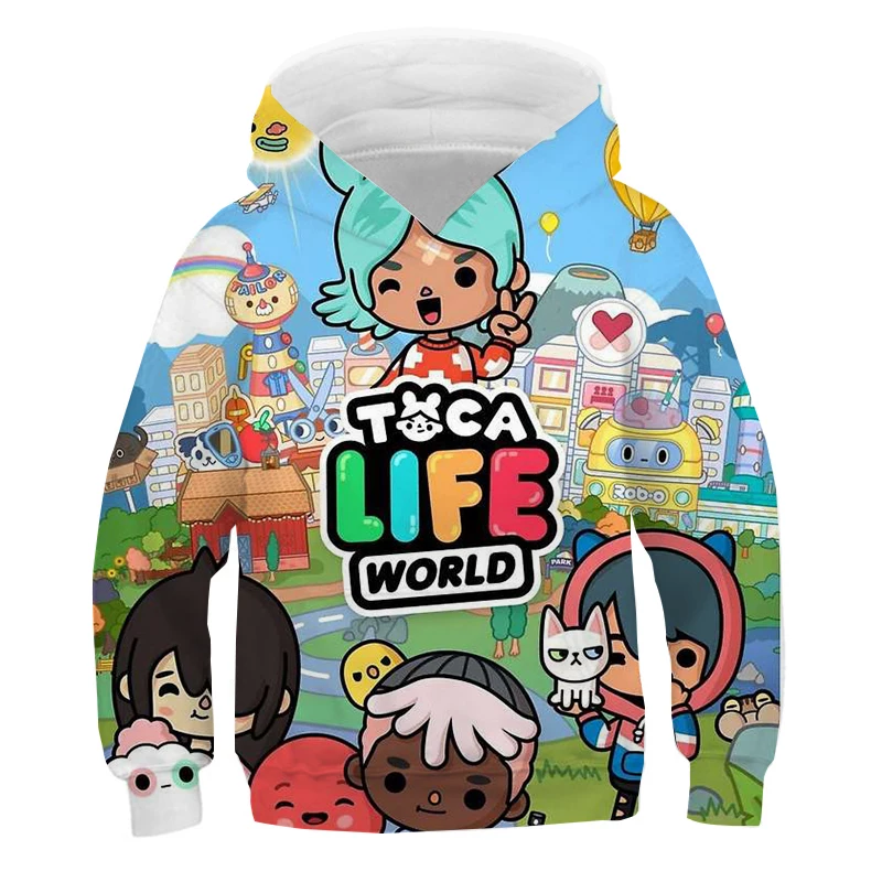 Hoodies 3d impressão jogo toca vida mundo toca boca brinquedo virtual criador camisolas menino menina com capuz camisolas crianças oversize hoodie