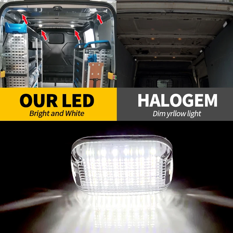 2 قطعة LED الداخلية البضائع مصباح على شكل قبة لفورد ترانزيت MK6 MK7 MK8 2000-2024 ترانزيت 150 250 350 350 HD فان 2015-2024