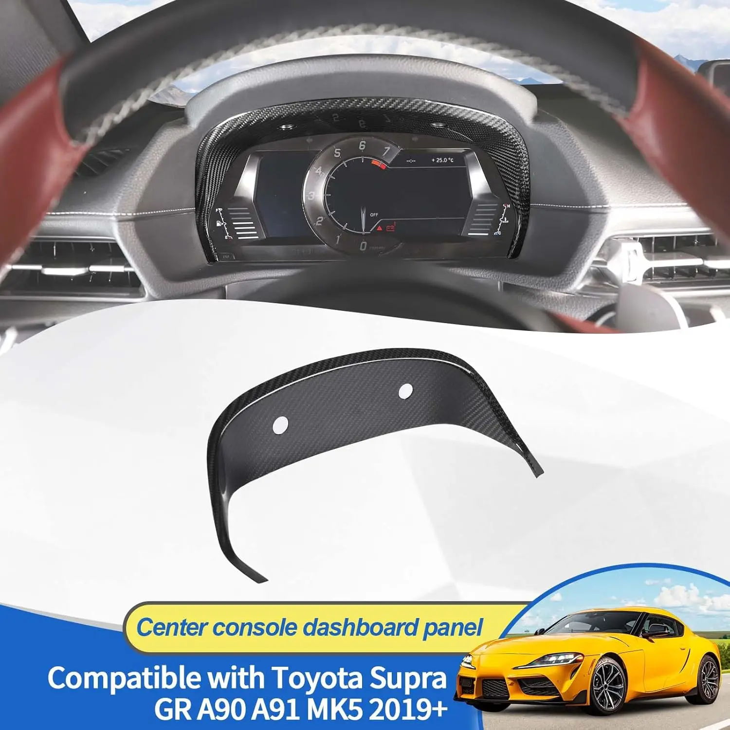 1PCS Carbon Fiber Car Dashboard Speedmeter Upper Panel Frame Trim Decorative Cover For Toyota GR Supra A90 A91 MK5 2019-2025