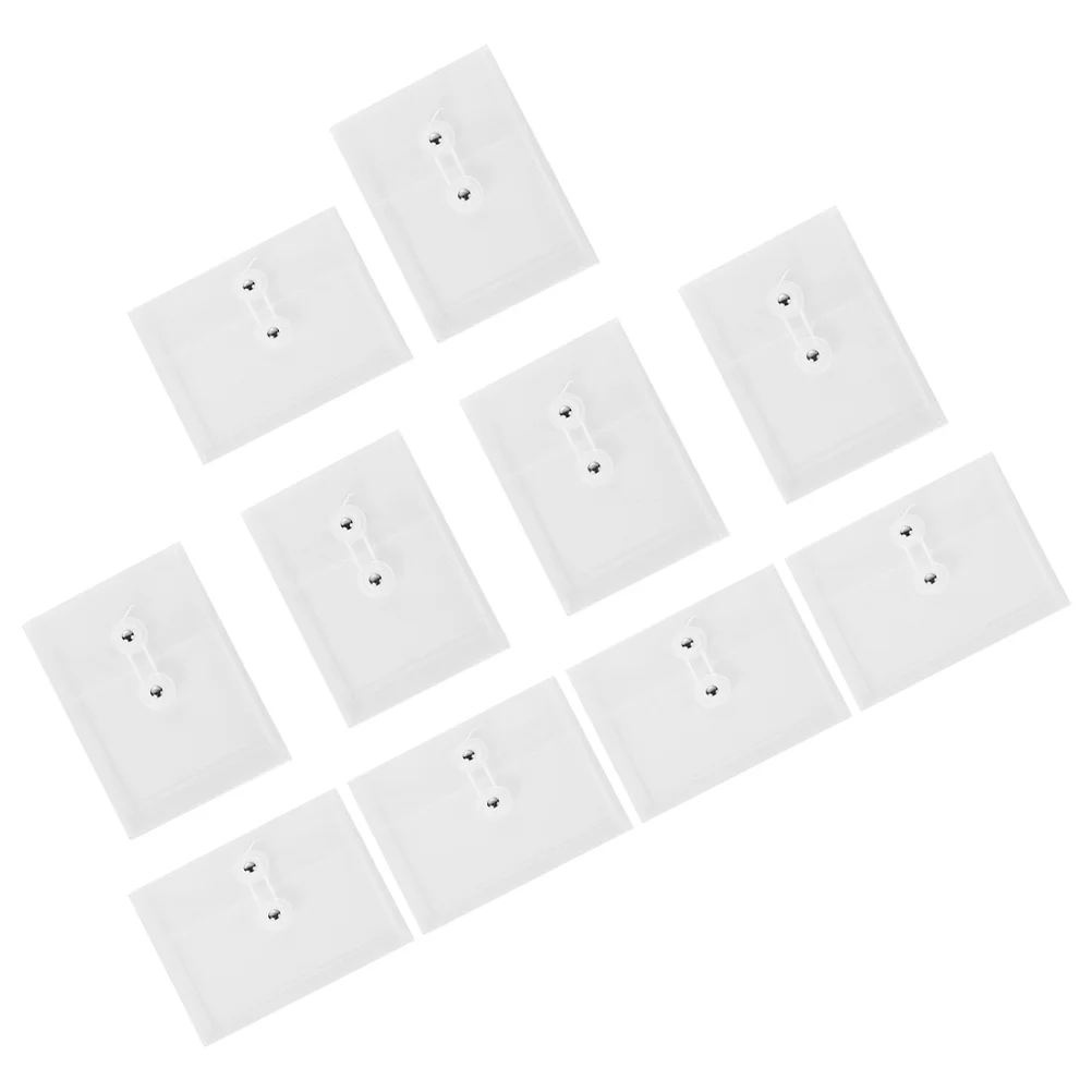 

10Pcs Document Bag Plastic Button Design Office File Pockets Clear File Organizers for School Business Receipt Storage