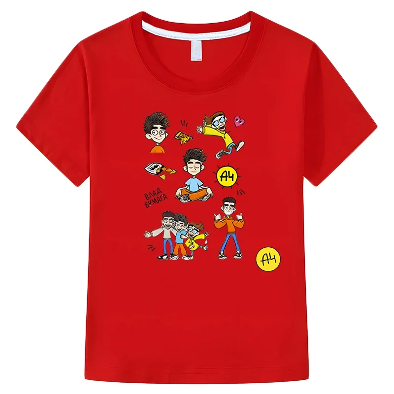 T-shirt curta Merch dos desenhos animados infantis 100% algodão, roupas anime Y2k, roupas de meninos e meninas, tops infantis, verão, 4