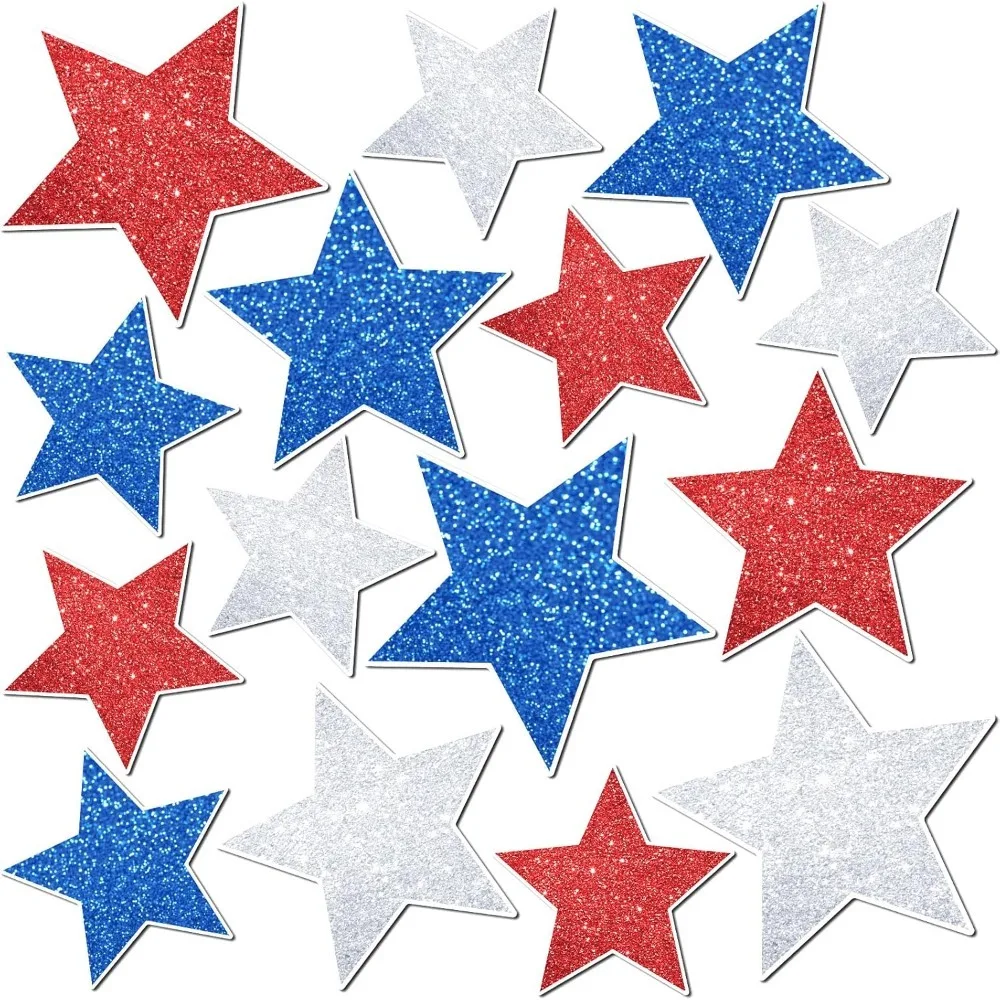 22Pcs 4th of July Patriotic Decorations, Red White Blue Star Magnets for Car, Garage Door, Fridge, Mailbox & Cruise