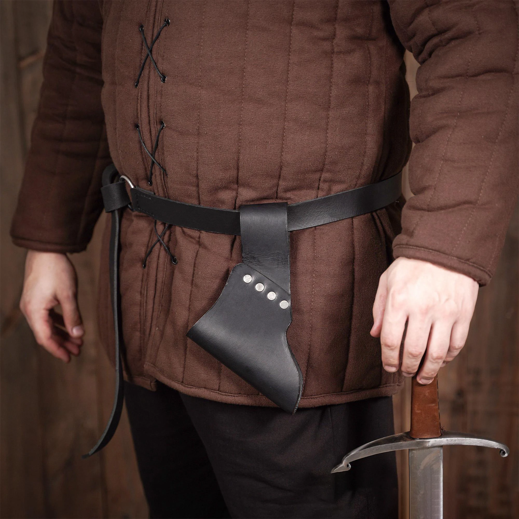 

Кожаный меч-лягушка LARP, средневековый меч, пояс, аксессуар для костюма, кобура для меча-рапиры, рыцаря-длинный меч в комплект не входит