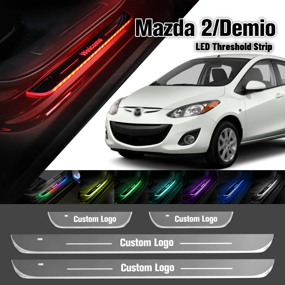 

For Mazda 2 Demio DY DE DH DJ DL 2002-2023 Car Door Sill Light Customized Logo LED Welcome Threshold Pedal Lamp Accessories