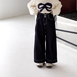Girls Jeans 2025 Spring Outfit New Childrens Fashionable and Versatile Wide Leg Pants Long Pants Trend