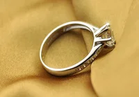 Luxury 925 Sterling Silver Classic Ring for Women Six claw jewelry simple 70ct diamond ring imitation diamond women's ring - Image 3