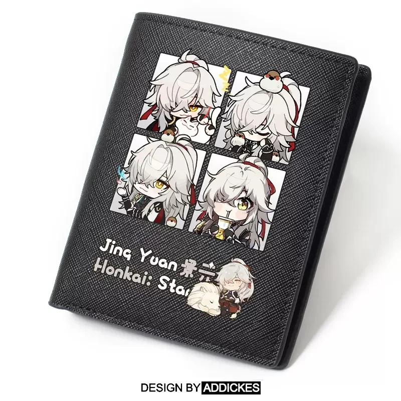 miHoYo Game Honkai Impact 3  Jingyuan Card Holder Cartoon Black Unisex PU Wallet Zipper Bag Anime Birthday Xmas Gifts Secondary