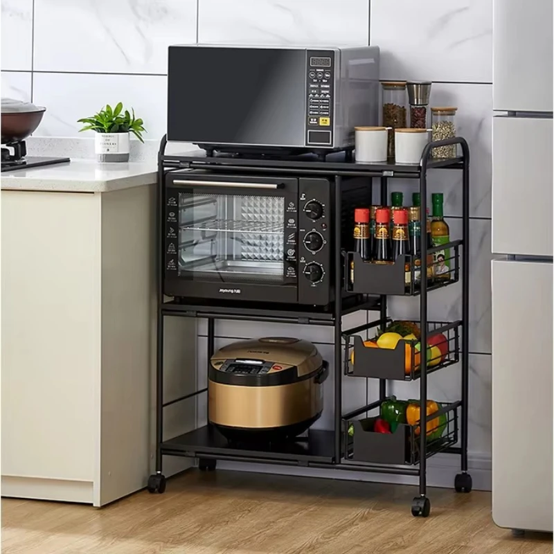 Multifunctional household kitchen metal storage rack storage device three-layer multi-layer drawer