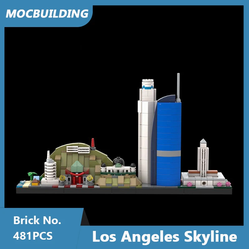 MOC Building Blocks Los Angeles Skyline Model City Architecture Series DIY Assembled Bricks Display Collection Toys Gifts 481PCS