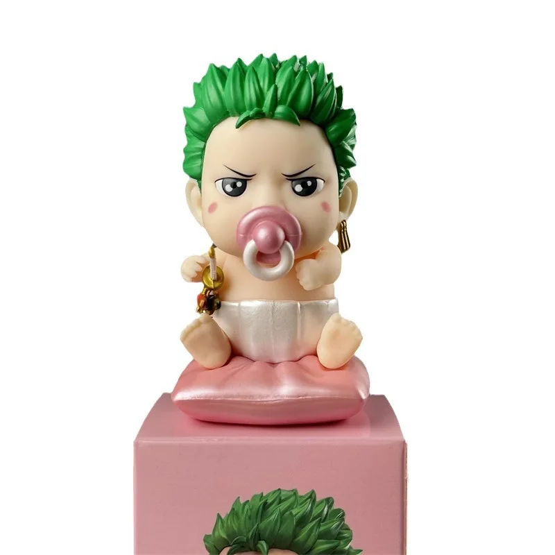 9cm One Piece Anime Figure Nipple Baby Zoro Q Q Version Cute Cartoon Toy Peripheral Pvc Model Ornaments Collection Doll Gift