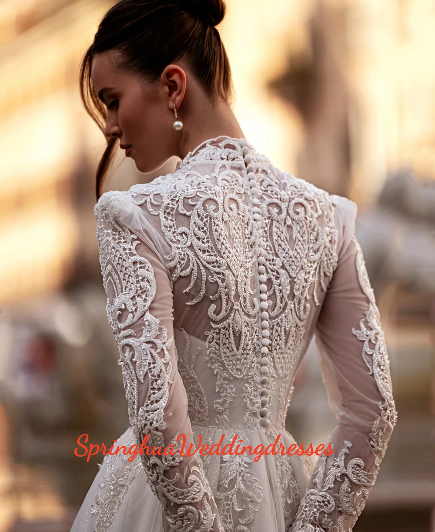 Maßgeschneiderte elegante A-Linien-Brautkleider 2026 mit Spitze und Blumenmuster, bodenlange Brautkleider für Bankette, Vestidos de Novia