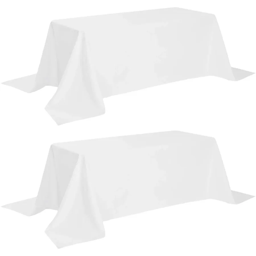 2 Pack Classic White Tablecloth 90x156 inch White Table Clothes for 8 Foot Rectangle Tables 200 GSM Stain and Wrinkle Resistant