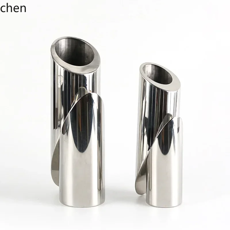 Hp-1 Asymmetrical Metal Flower Vase Decorations For Sales Centers, Large-Diameter Beveled Edge Vase Soft Decorations