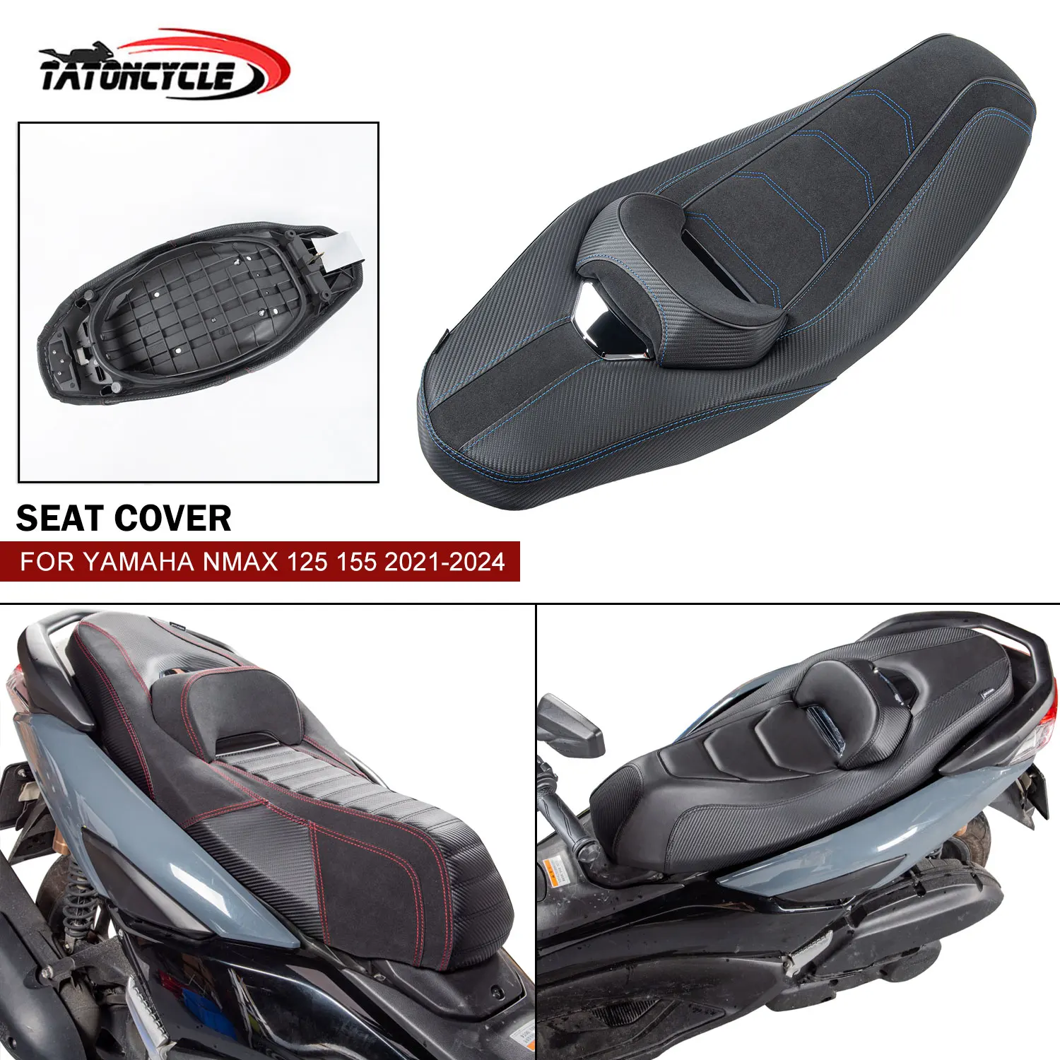 

Motorcycle Rear Seat Cushion For Yamaha NMAX 125 155 2021-2024 Driver Passenger Heat Insulation Seat Covers Protector Case Pad