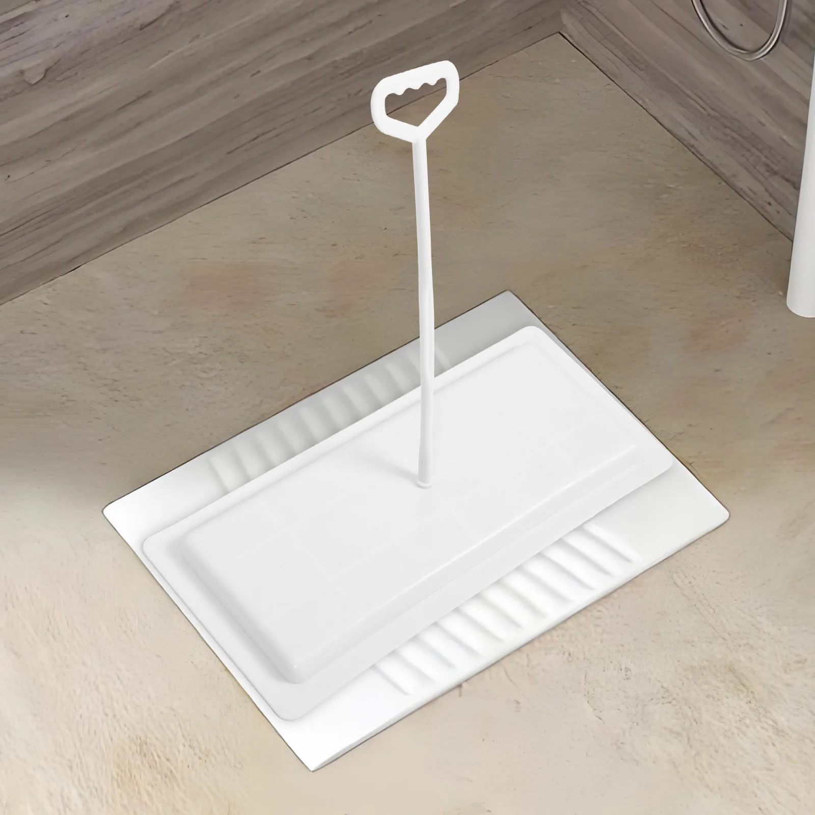 

Squat Toilet Lid ABS Thick Durable Non-Slip Bathroom Squatting Pan Cover Handle Rectangular Design Squat Toilet Lid