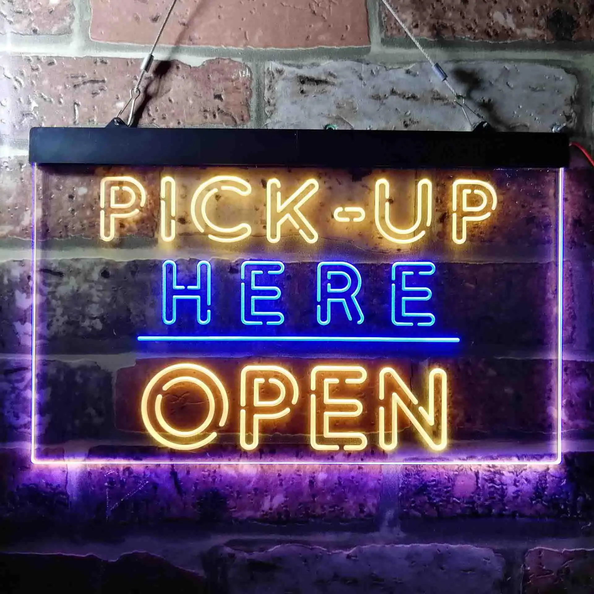 Open. Pick Up Here Dual Color Led Neon Sign st6-i3648