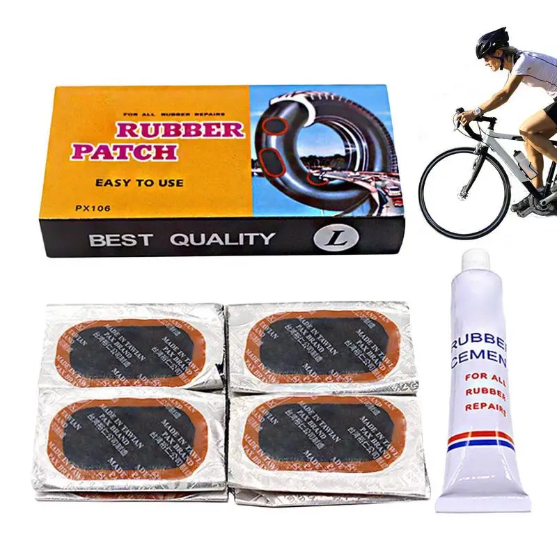 24/48pcs Patches Flat Tire Repair Kit with Glue Bicycle Tire Repair Patch Repairing Tyre Protection Patch for Outdoor Cycling