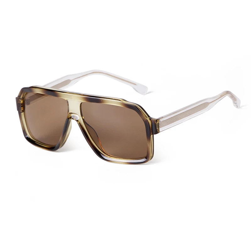 Fashion Square Oversized Sunglasses Tortoise TR90 CP Inner Temple Frame Men Sun Glasses Women Flat Top Driving Shades UV400 Male