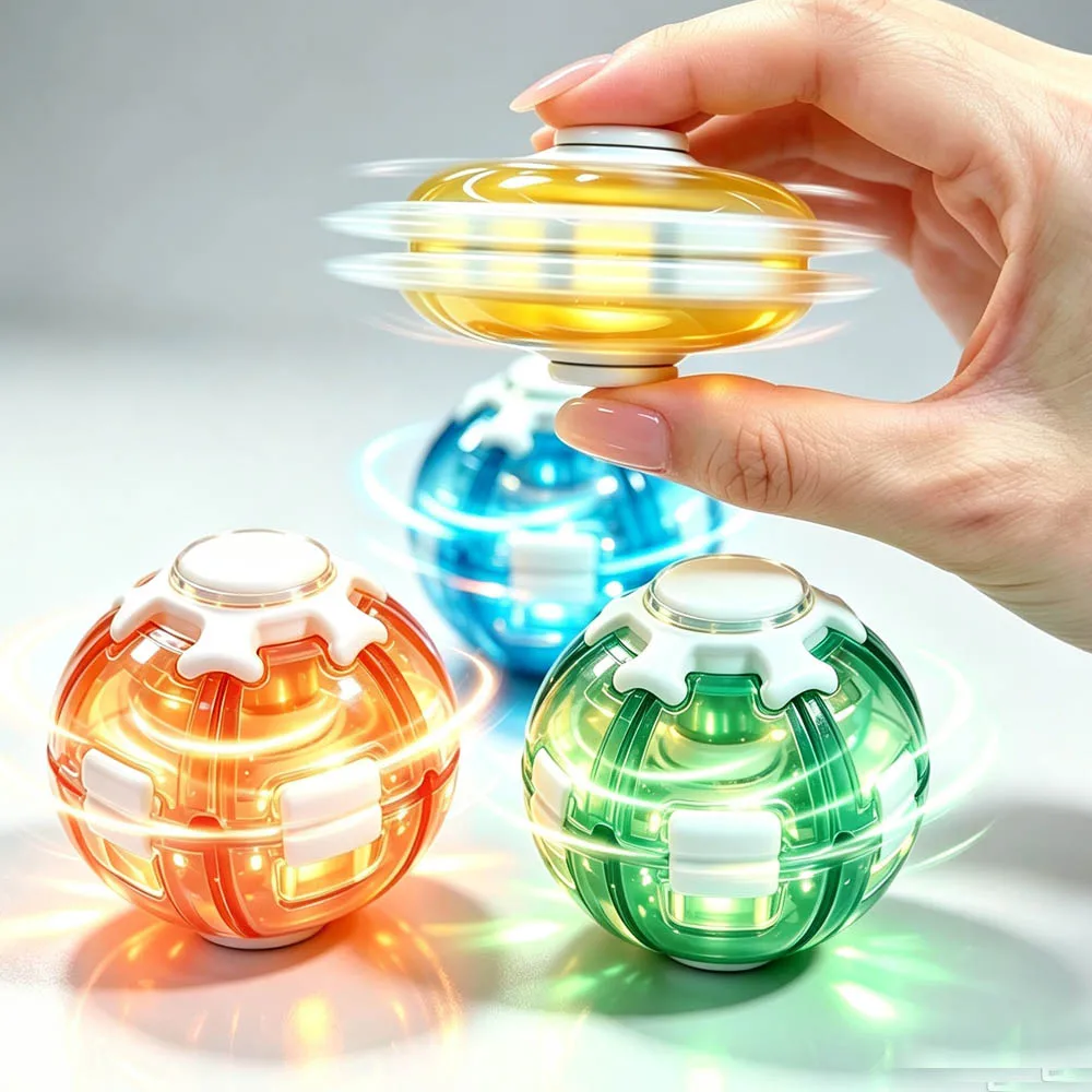 Creative 3D Printed LED Magic Press To Spin Stress Relief Fidget Balls Autism ADHD Focus Quiet Cool Gadgets Unique Funny Gifts