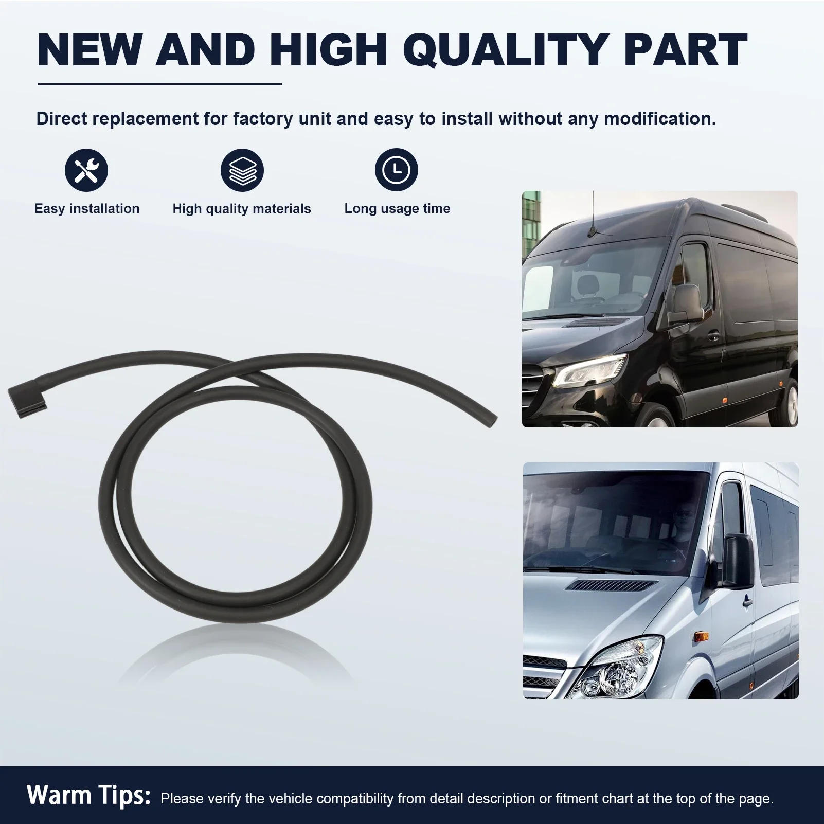 

1 Pair Car Windscreen Washer Nozzles with Pipe Hose 2E1955985 2E19559856 For Mercedes Sprinter 2006-2018 VW Crafter 2006-2018