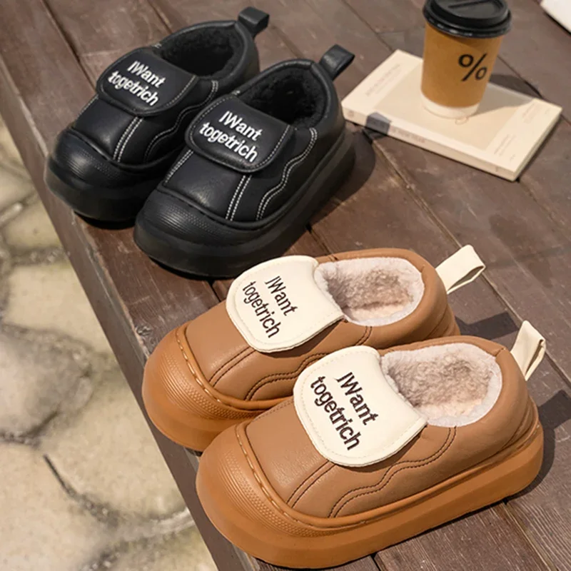 

2025 New Waterproof Platform Cotton Shoes Women Lightweight Soft Sole Warm Home Slippers Woman Outdoor Non Slip Plush Slippers
