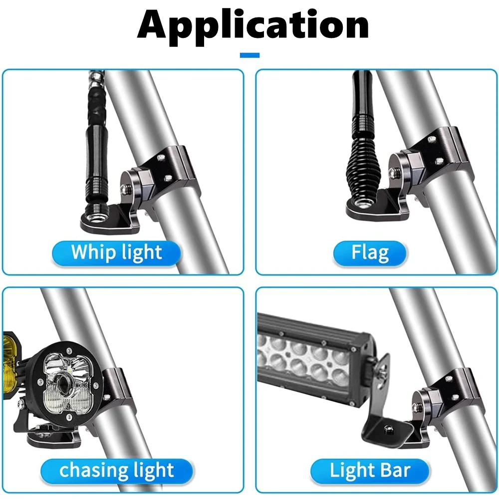 2개입 내구성 있는 UTV 휩 마운트 플래그 휩 라이트 마운트 1.75인치에서 2인치 롤바 케이지용 RZR 900 1000 XP 매버릭 X3 커맨더 블랙