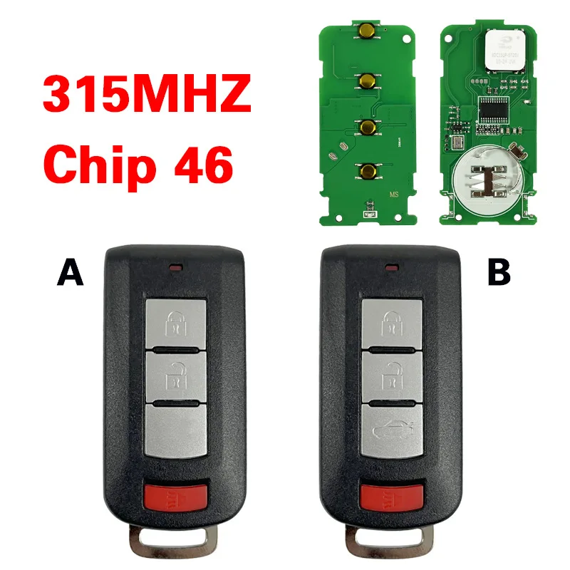 Подходит для интеллектуального ключа Mitsubishi с 4 клавишами OUC644M-KEY-N 315 МГц Чипы: PCF7952