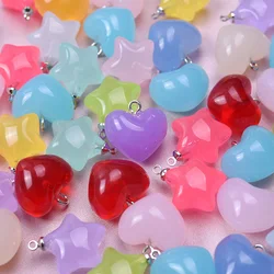 Mixed 10/30/50/100PCS Stars Heart Shaped Random Transparent Charms Resin Pendants Jewelry Findings DIY Making Necklace Earrings